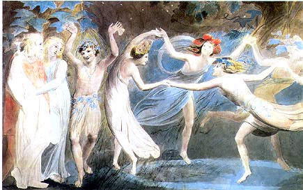 William Blake, Oberon, Titania and Puck with Fairies Dancing 